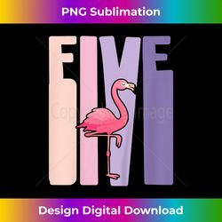 Kids 5 Year Old Cute Flamingo Birthday Girl 5th B-day - Artisanal Sublimation PNG File - Immerse in Creativity with Every Design