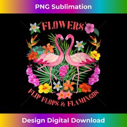 Womens Flowers Flip-Flops Flamingos Beach-Love-Life Vacay Retro V-Neck - Classic Sublimation PNG File - Enhance Your Art with a Dash of Spice