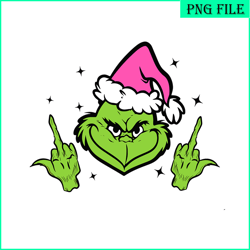 grinch middle finger png, funny grinchy png, sassy grinch christmas png