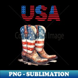 Country Western Patriotic Cowboy Boots Design - Unique Sublimation PNG Download - Transform Your Sublimation Creations