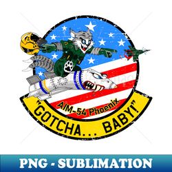 F-14 Tomcat - Gotcha Baby AIM-54 Phoenix - Grunge Style - PNG Transparent Sublimation File - Boost Your Success with this Inspirational PNG Download
