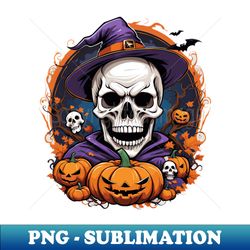 Skull with pumpkins - Retro PNG Sublimation Digital Download - Spice Up Your Sublimation Projects