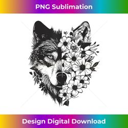 Floral Wolf Lover Vintage Flowers Wolf Face For Wolves Lover - Eco-Friendly Sublimation PNG Download - Immerse in Creativity with Every Design