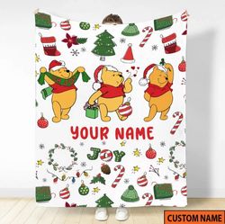 Winnie The Boo Blanket, Disney Winnie The Pooh Christmas Blanket, Christmas Disney Blanket,Disney Disneyland Holiday Fam