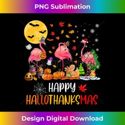 Flamingo Halloween Happy Hallothanksmas Thanksgiving Xmas - Urban Sublimation PNG Design - Chic, Bold, and Uncompromising