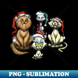 Cats in Christmas Hats - Unique Sublimation PNG Download - Capture Imagination with Every Detail