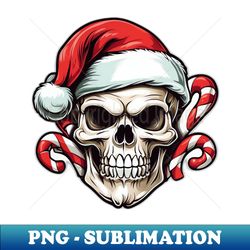 skull santa hat and candy canes - retro png sublimation digital download - add a festive touch to every day