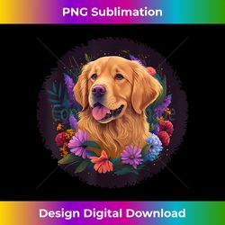 Colorful Flowers Art Cute Golden Retriever Portrait Owner - Edgy Sublimation Digital File - Immerse in Creativity with Every Design