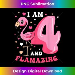 I Am 4 And Flamazing Flamingo Birthday 4th Bday Party - Edgy Sublimation Digital File - Lively and Captivating Visuals