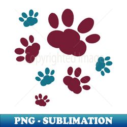 Inverted red and turquoise cat pawprints - PNG Sublimation Digital Download - Enhance Your Apparel with Stunning Detail