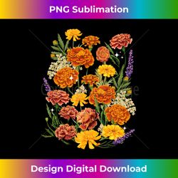 Vintage Marigolds Cempachuli Genda Flowers Long Sleeve - Urban Sublimation PNG Design - Animate Your Creative Concepts