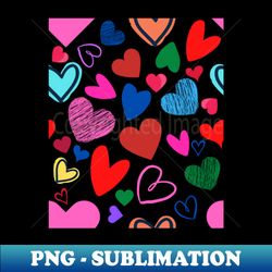 Doodle Hearts - Decorative Sublimation PNG File - Bold & Eye-catching
