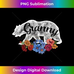 Womens Granny Bear in Flowers Vintage Matching Family Pajama V-Neck - Artisanal Sublimation PNG File - Rapidly Innovate Your Artistic Vision