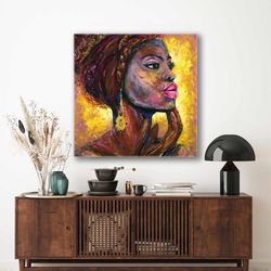 Ethnic Model with Pink Lipstick and Gold Accessories Roll Up Canvas, Stretched Canvas Art, Framed Wall Art Painting-1