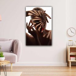Female Model Model Shadow Makeup Roll Up Canvas, Stretched Canvas Art, Framed Wall Art Painting