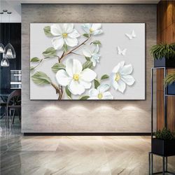 Flower Modern with Docorative Oil Painting Effect Roll Up Canvas, Stretched Canvas Art, Framed Wall Art Painting