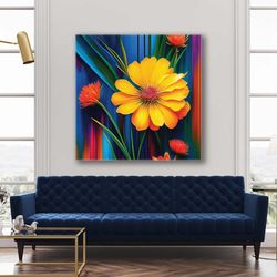Flowers Wall Art, Yellow Flower Wall Art, Chrysanthemum Canvas Art, Roll Up Canvas, Stretched Canvas Art, Framed Wall Ar