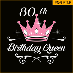 80th Birthday Queen PNG, Happy Birthday PNG, Birthday Queen PNG