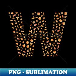 Letter W Initial Christmas Decorations Gingerbread - Retro PNG Sublimation Digital Download - Perfect for Sublimation Art