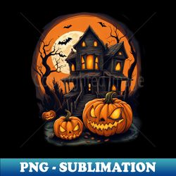 Halloween pumpkin and scary house - Instant Sublimation Digital Download - Perfect for Personalization