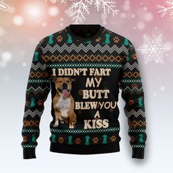 Pit Bull A Kiss Sweater, Ugly Christmas Sweater for Dog Lovers