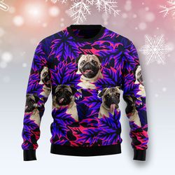 Pug Leaves Sweater, Ugly Christmas Sweater for Dog Lovers
