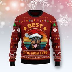 Rottweiler Best Dog Mom Ever Sweater, Ugly Christmas Sweater for Dog Lovers