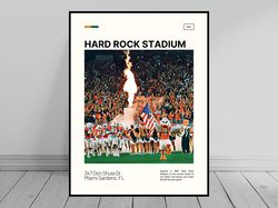 Hard Rock Stadium Print  Miami Hurricanes Poster  NCAA Art  NCAA Stadium Poster   Oil Painting  Modern Art   Travel Art