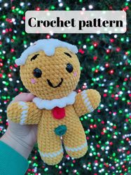 Crochet Gingerbread Man plushie pattern , amigurumi patterns