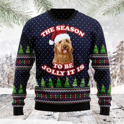 The Season To Be Jolly Goldendoodle Sweater, Ugly Christmas Sweater for Dog Lovers