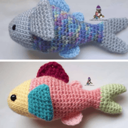 little rainbow fish crochet pattern, digital file pdf, digital pattern pdf