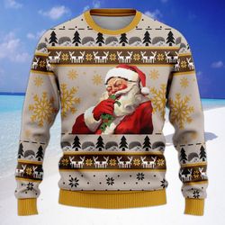 Cheerful Santa Ugly Christmas Sweaters – Festive Holiday Knits with 3D Santa Prints