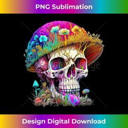 Skull with Vibrant Butterfly flower and mushroom - Artisanal Sublimation PNG File - Chic, Bold, and Uncompromising