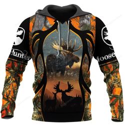 Moose Hunting Camo 3D All Over Printed Hoodie Hpv01