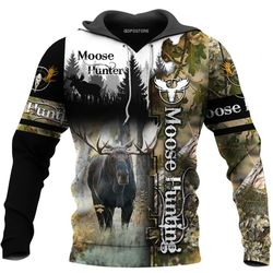 MOOSE HUNTING CAMO 3D ALL OVER PRINTED SHIRTS FOR MEN AND WOMEN