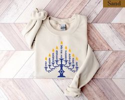 Hanukkah Menorah Shirt, Hanukkah Sweatshirt, Chanukah Gifts, Hanukkah Gifts for Women, Kids Hanukkah Shirt, Judaica Shir