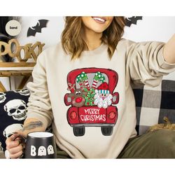 Christmas Shirts for Women, Christmas Truck Sweatshirt, Christmas Hoodie, Christmas Tee, Cute Christmas Long Sleeve, Mer