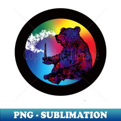 cosmic bear smoking its peace pipe - vintage sublimation png download - vibrant and eye-catching typography