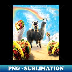 Pug Riding Unicorn Llama in the World of Mexican Dishes - Premium Sublimation Digital Download - Capture Imagination with Every Detail