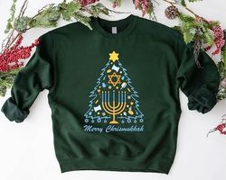 Merry Chrismukkah Sweatshirt, Jewish Gifts, Womens Christmas Shirt, Hanukkah Menorah Sweater, Star of David Tee, Dreidel