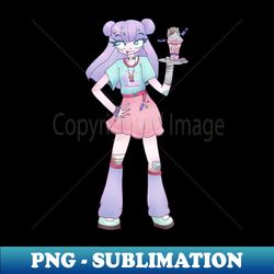 Menhera Girl With Ice Cream Sundae Yamikawaii CreepyCute - Retro PNG Sublimation Digital Download - Instantly Transform Your Sublimation Projects