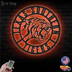 Texas Southern Tigers Metal Sign, NCAA Logo Metal Led Wall Sign, NCAA Wall decor, Texas Southern LED Metal Wall Art