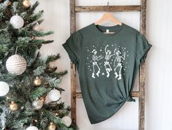 Christmas Party Dancing Skeleton Shirt, Christmas Skeleton Shirt, Skeletons Merry Christmas Tshirt, Christmas Shirt, San