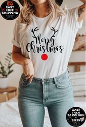 Merry Christmas Deer Shirt, Merry Christmas Reindeer Shirt, Womens Christmas Shirt, Christmas Crewneck, Xmas Holiday Gif