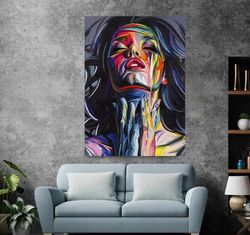 Colorful woman wall art Modern abstract red blue canvas wall art, Abstract Woman Drawing, Contemporary Canvas Art, Abstr