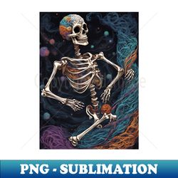 skeleton loves to knit in space - retro png sublimation digital download - transform your sublimation creations
