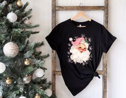 pink santa hat shirt, vintage santa shirt, retro pink santa shirt, classic christmas, pink christmas, holiday clothing w