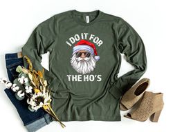 Rude Christmas Shirt, Santa Face Shirt, I Do It For The Hos, Santa Christmas Funny T Shirt Xmas, Rude Christmas Tee, Off