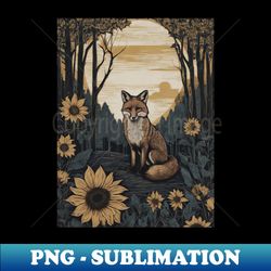 Sunflower Fox - Modern Sublimation PNG File - Instantly Transform Your Sublimation Projects