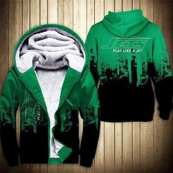 New York Jets Thick Zipper Hoodie Unisex 3D All Over Print